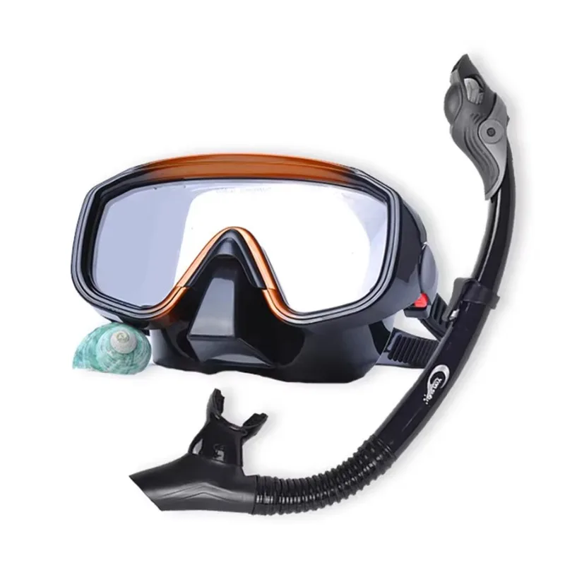 New Design Black Diving Goggles Silicon Tempered Glass Goggles Adult Diving Equipment Wide Vision Diving Goggles