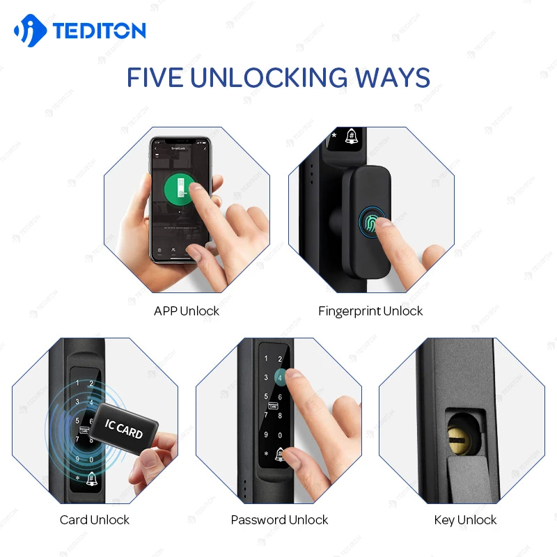 TEDITON Fechadura الرقمية تويا واي فاي ذكي الشريحة الباب المزدوج نقاط قفل الباب مفتاح ذكي اقفال الصناديق أقفال الأبواب الشريحة