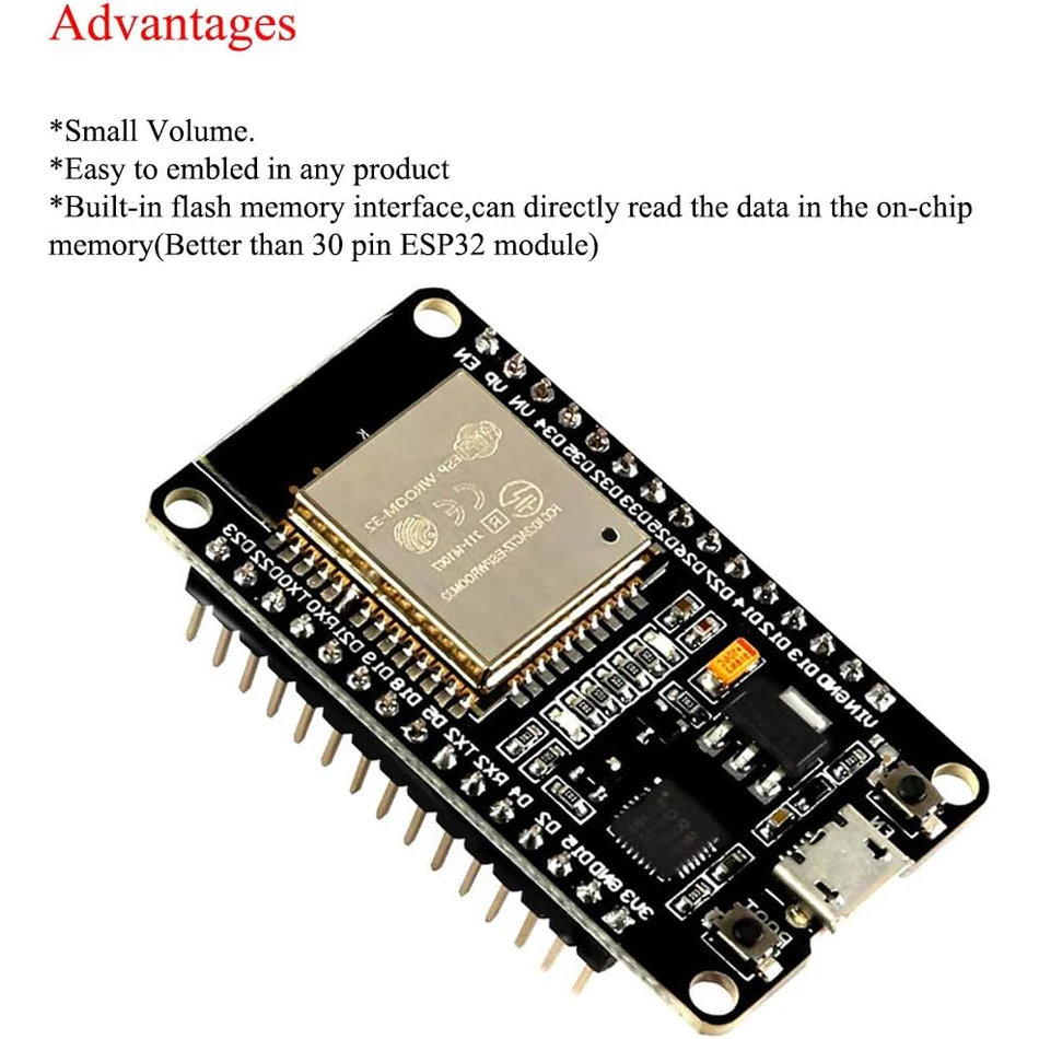 ESP32S ESP32 Development Board 2.4 GHz Dual Core WLAN WiFi + Bluetooth 2-in-1 Microcontroller ESP-WROOM-32 Chip for Arduino