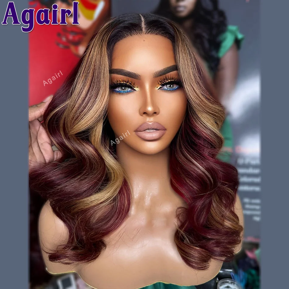

Highlight 99J Blonde 13X6 Lace Frontal Wigs Human Hair Transparent Body Wave Pre Plucked Glueless Wigs 5X5 6X4 Closure for Women