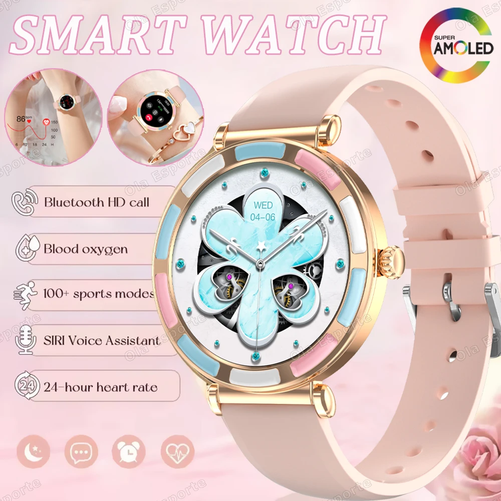 

Новые роскошные умные часы для женщин для Android iOS HD экран Bluetooth вызов мониторинг здоровья фитнес-трекер женские умные часы подарки