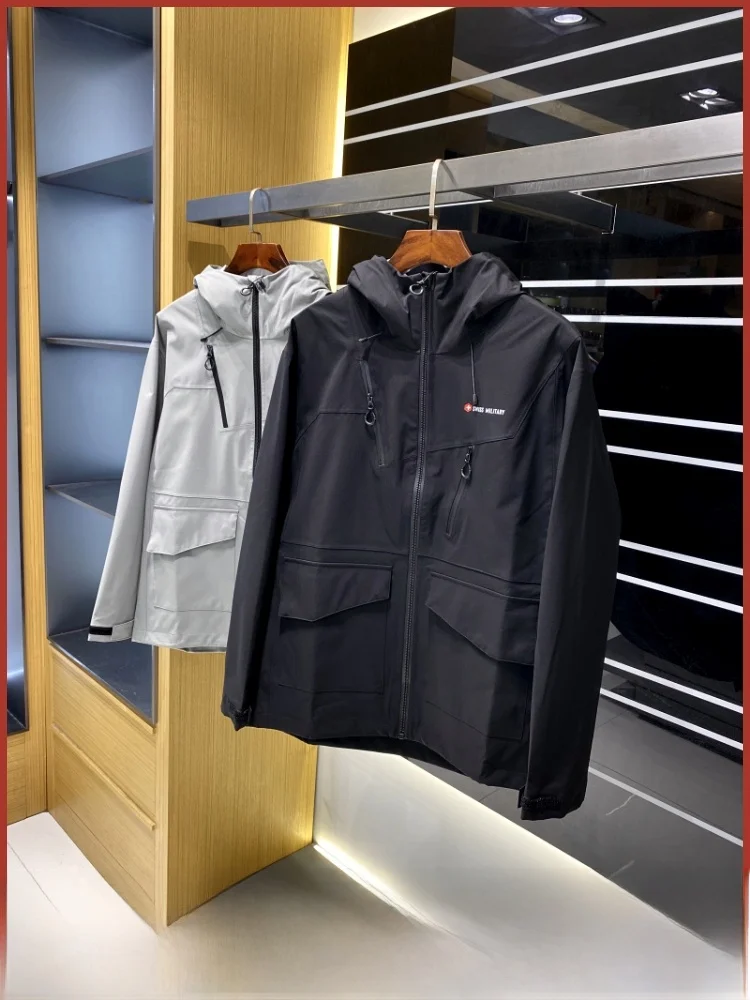 

Высококачественная всепогодная мужская куртка на открытом воздухе, повседневная ветрозащитная водонепроницаемая куртка с капюшоном на подкладке, осенне-весенняя молния