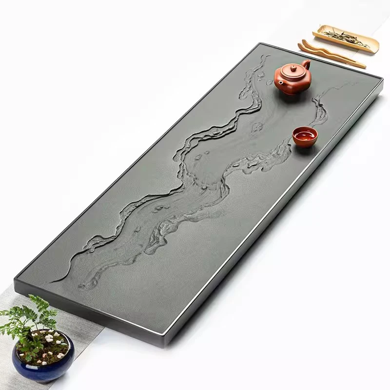 Stone Serving Tea Tray Tableware Drainage Chinese Office Valet Tea Tray Living Room Rectangle Hospitality Bandejas Home Products
