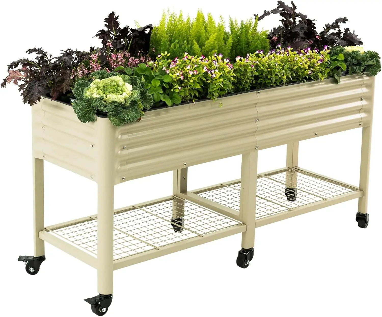 

Rolling Elevated Raised Garden Bed-V Series, 2' x 6' Garden Beds with Legs & Storage Rack for Patio & Porch, 1000 Lbs Weight Cap