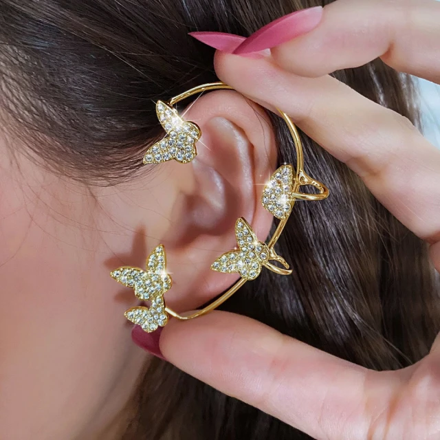 Pendientes Mujer Pendientes De Clip Pendientes Dorados Accesorios Para Mujer Clips Para Las Orejas De Mariposa Sin Piercing Pendientes De Clip Para La Oreja De Cristal Para Mujer Regalo De Boda Y