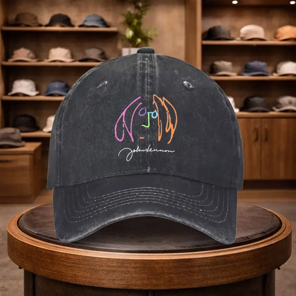 A Men'S John Lennon Colorful Abstract Line Art Baseball Cap, Adjustable for Outdoor Fashion. It'S a Lightweight And Stylish Flat
