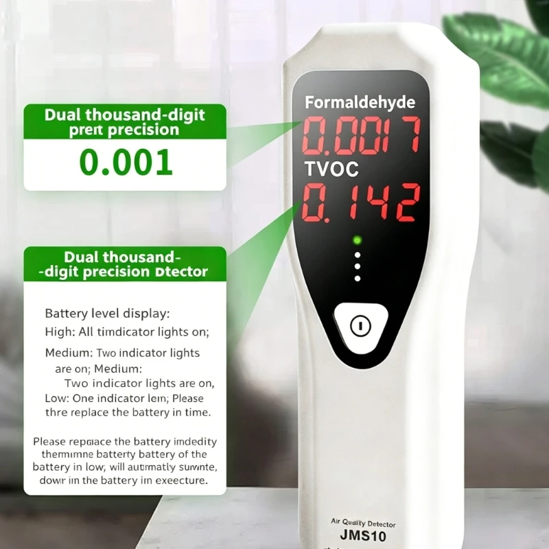 Air Quality Sensors With Digital Display Formaldehyde HCHO TVOC Monitoring Battery Operated For Indoor Use D2RD