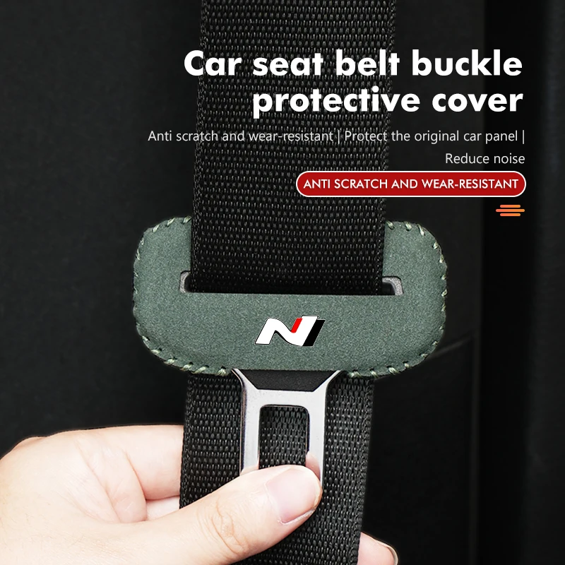 Suede Car Seat Belt Buckle Cover Anti-Scratch Protector Clip For Hyundai Sonata i30 i20 Tucson Elantra Kona N Line