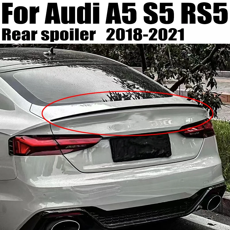 

For Audi A5 B9 S5 RS5 4 Door 2018-2021 Real Carbon Fibe Material Rear Trunk Lid Car Wings Ducktail Lip Spoiler Tuning Accessorie