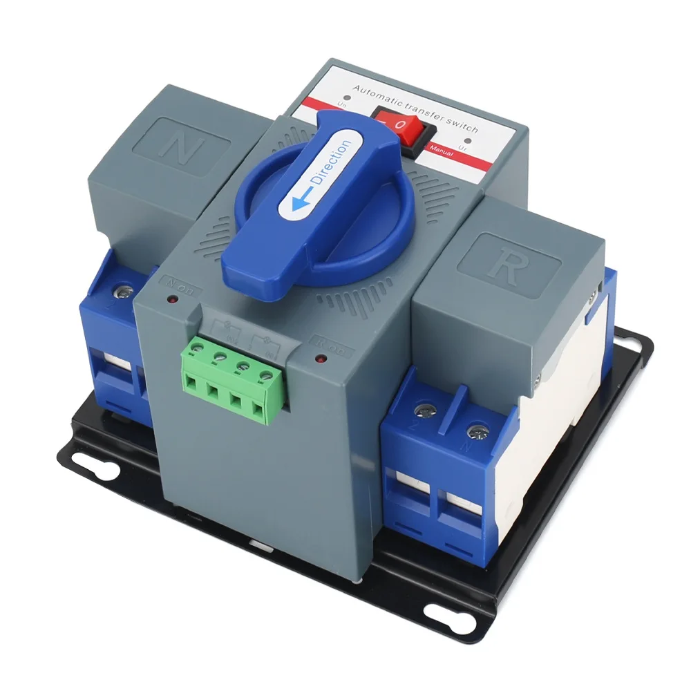 Mini ATS Dual Power Automatic Transfer Switch 2P 4P 63A AC220V Single Phase PV Inverter Home Power Changeover Switch Uninterrupt