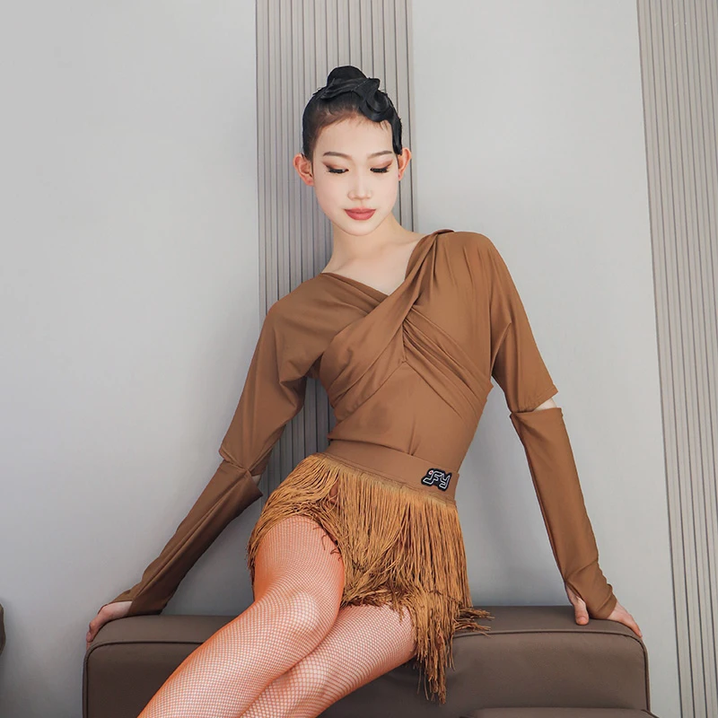 

New Latin Dance Costumes For Women Sexy Bodysuit Tassel Skirt Suit Chacha Rumba Tango Dress Adult Female Latin Clothes DN19435