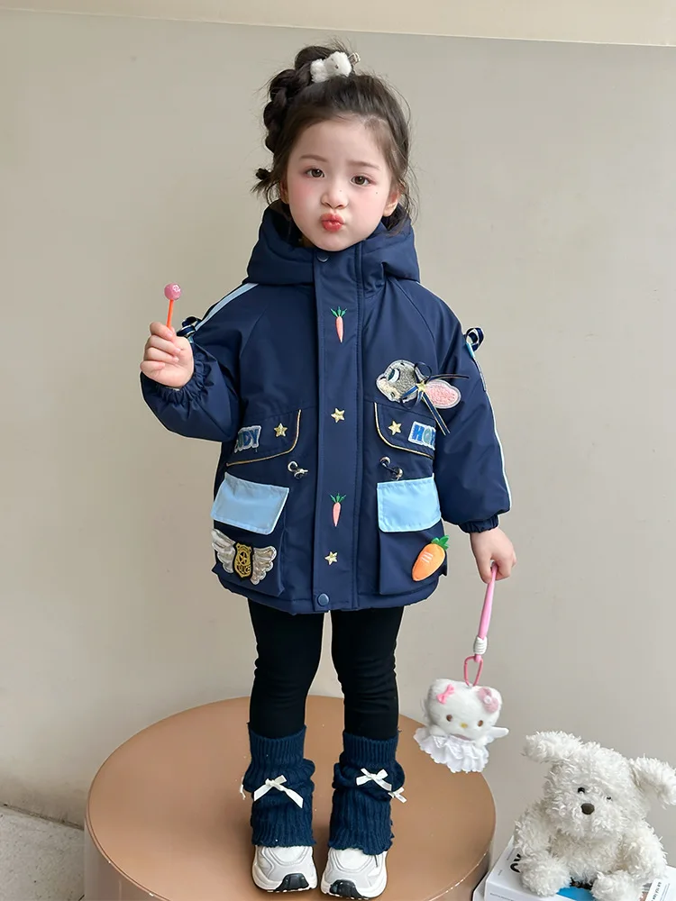 

Girls' New Cotton-Padded Winter Thickened Jacket Judy Hopps 2025 New Style Children's Winter Bunny Police Officer Jacket Trendy