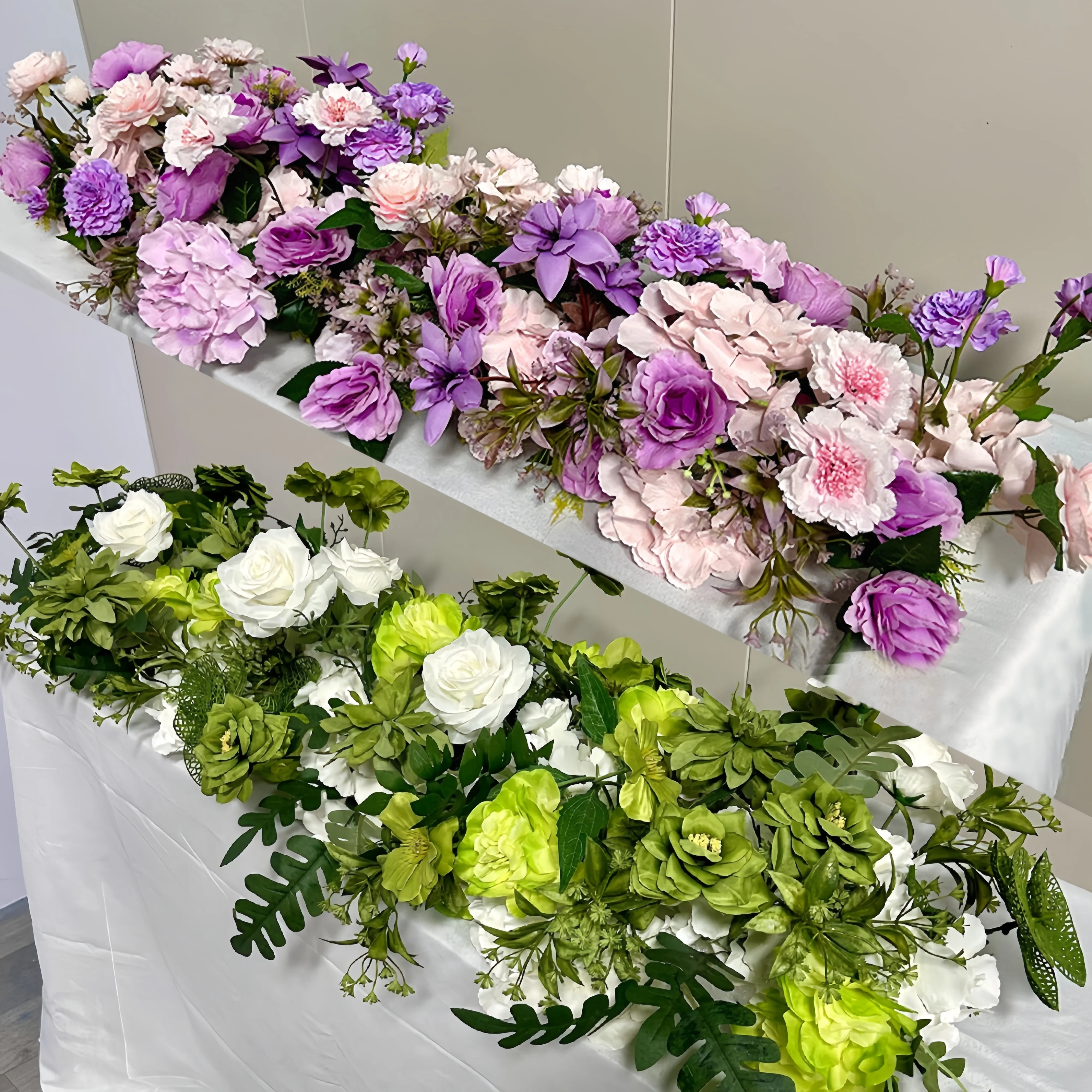 

Искусственный цветочный ряд гортензии по индивидуальному заказу, зеленые растения, большой цветочный шар, свадебный фон, декор, цветочный настенный реквизит для вечеринки