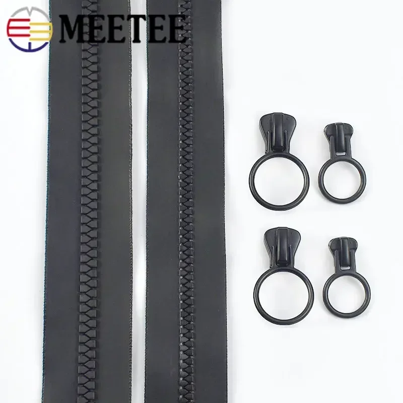 2/5M 5# 8# Waterproof Zippers with Zipper Puller Resin Zip Tape for Outdoor Tent Jacket Repair Kit Clothes Sewing Zips Accessory