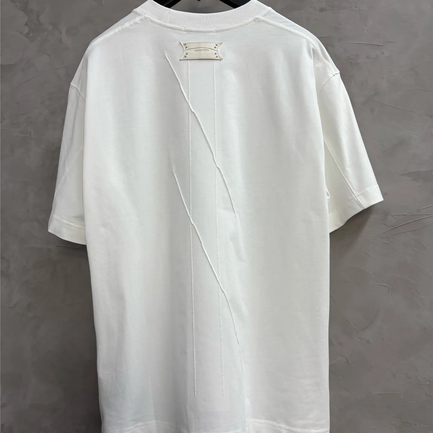 and   Design Sense Stand Cut Stitching Loose Short-Sleeved Top Personality Trend T-shirt Casual Couple Half Sleeve T