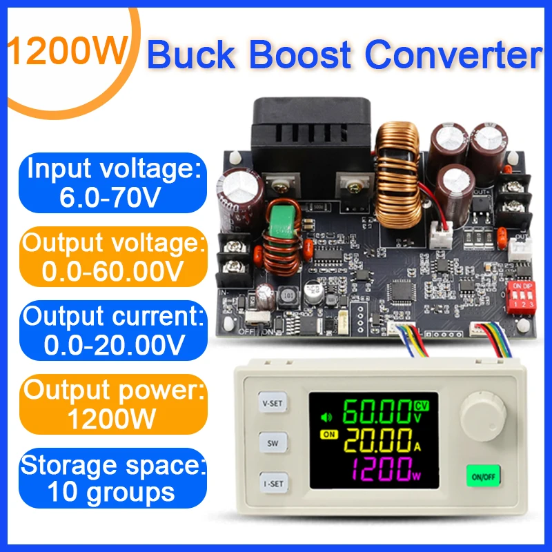 XY6020LV CNC DC Buck Boost Converter 20A 1200W Adjustable Regulated Power Supply Constant Voltage/Current CC CV Step-down Module