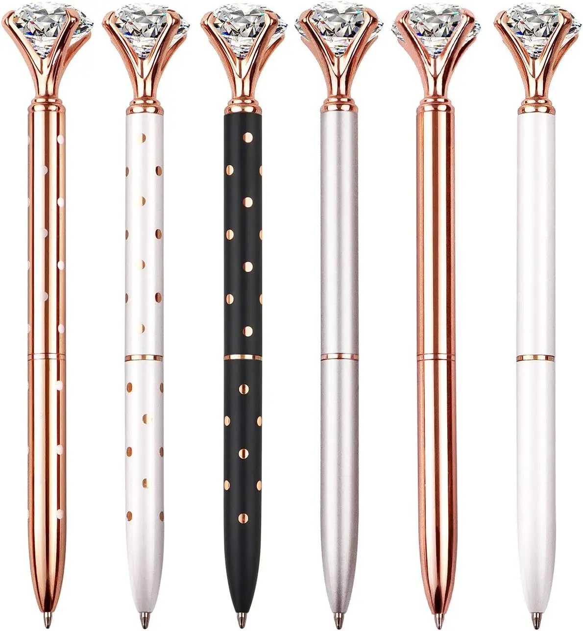 6PCS Diamond Pens With Big Crystal Pretty Glitter Ballpoint Pens Gifts for Women Girls Include 6 Pen Refills