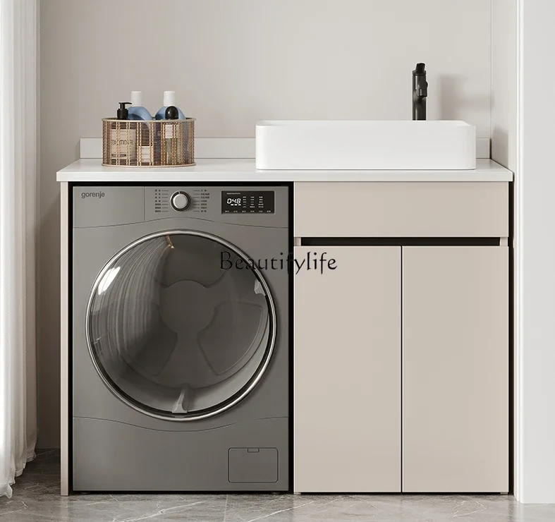 

Small Apartment Bathroom Drum Washing Machine Cabinet Combination Ceramic Integrated Washbasin Wash Basin