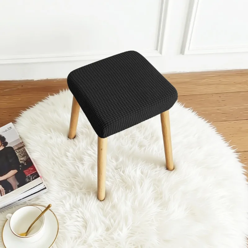 Jacquard Square Stool Covers Elastic Dust-proof and Anti-slip Stretch Chair Cover Solid Color Geometric Pattern Seat Cover 2026
