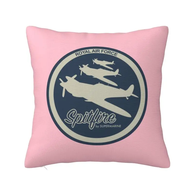 Custom RAF Supermarine Spitfires Cushion Covers Fighter Plane WW2 War Pilot Aircraft Airplane Velvet Modern Pillow Cases