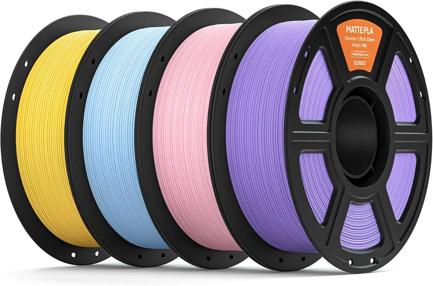 

Matte PLA Filament 1.75mm Bundle 4KG, 3D Printer Filament High Precision, 4pcs 1kg Spool (2.2lbs) Fits for Most FDM 3D