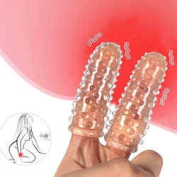 Reusable Finger Sleeve Condom With Spike Dotted Condoms For Men Sex Tools Vagina Stimulation Delay Ejaculation Sex Toys Shop