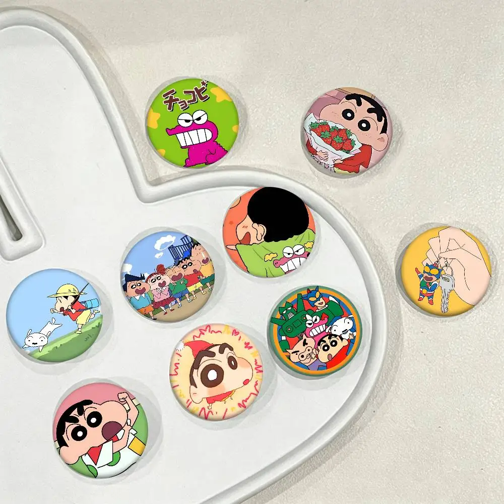 Cartoon C-Crayon S-Shin-Chan Round Badge Lapel Pin Backpack Clothing Jewelry Accessories Gift Brooch