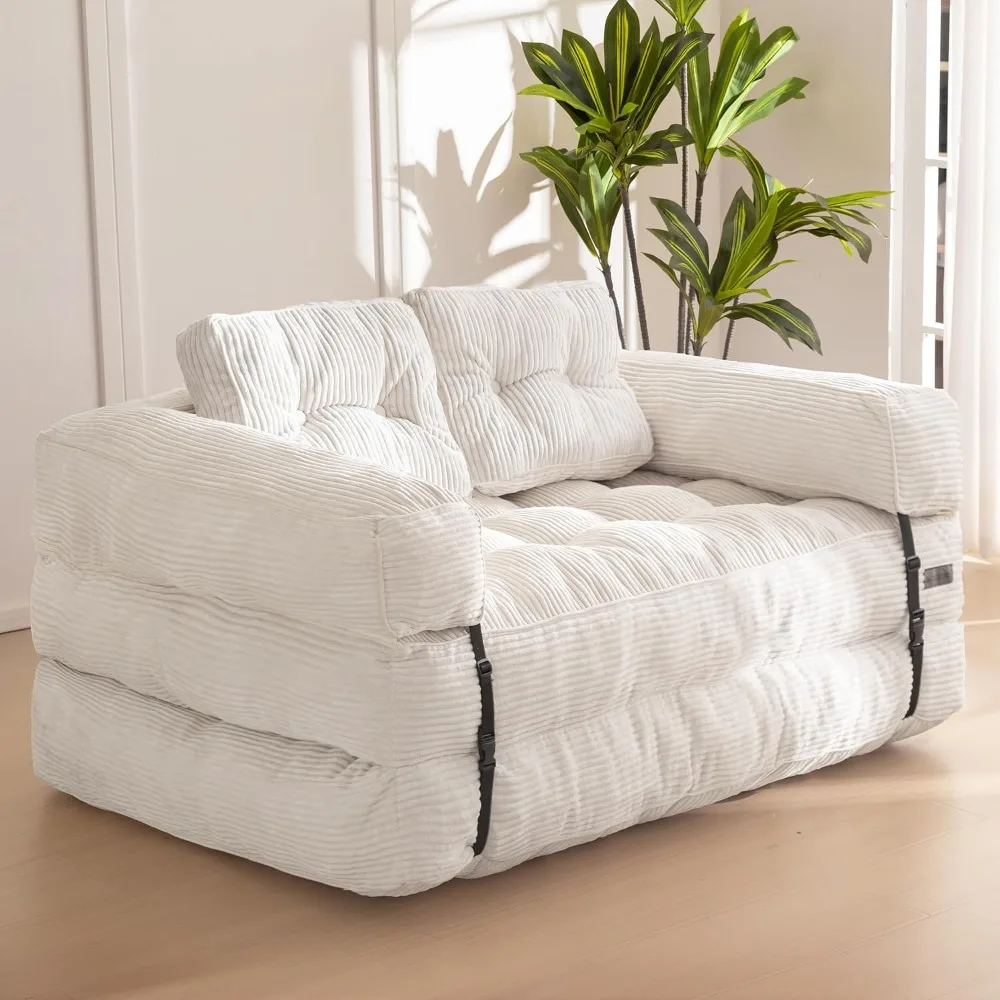 

Folding Sofa Bed, L-shaped Convertible Sofa Bed With Armrest Foldable Sleeper Couch With Pillow, Portable Fold Out Chair
