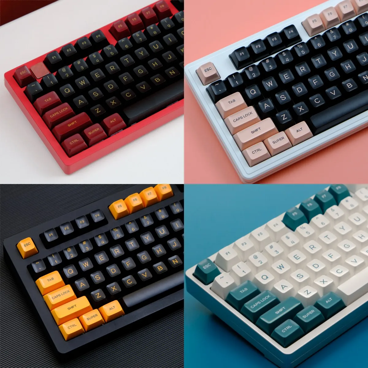 

PBT Keycaps QXA Profile 140 Keys Double-Shot Keycaps Suitable Cherry MX Switches for Mechanical Keyboard