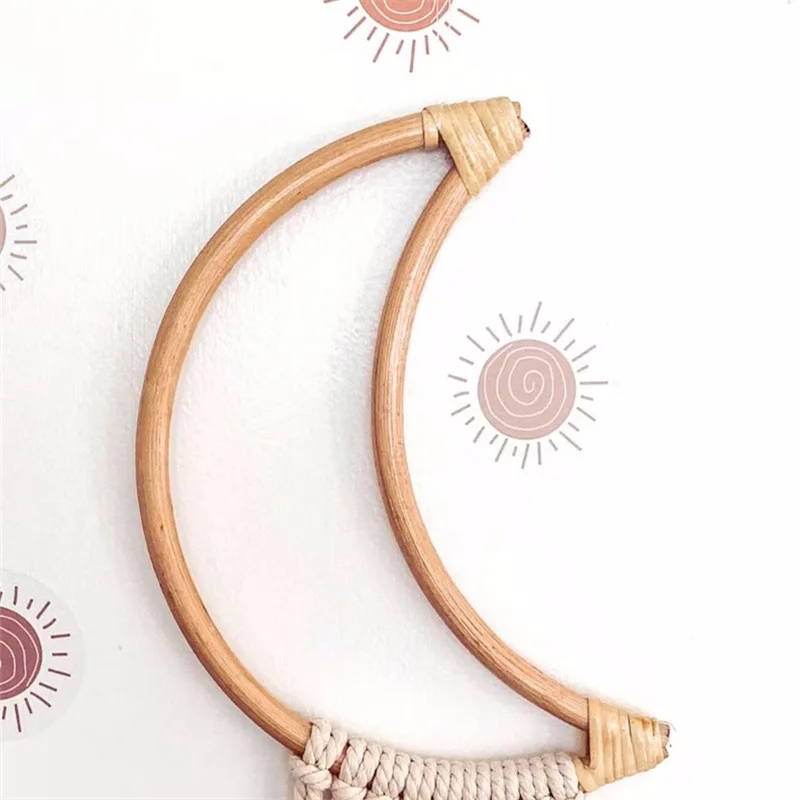 INS Nordic Wooden Moon Jewelry Organizer Wall Ornaments Baby Hair Clips Holder Princess Girls Hairpin Hairband Storage Pendant