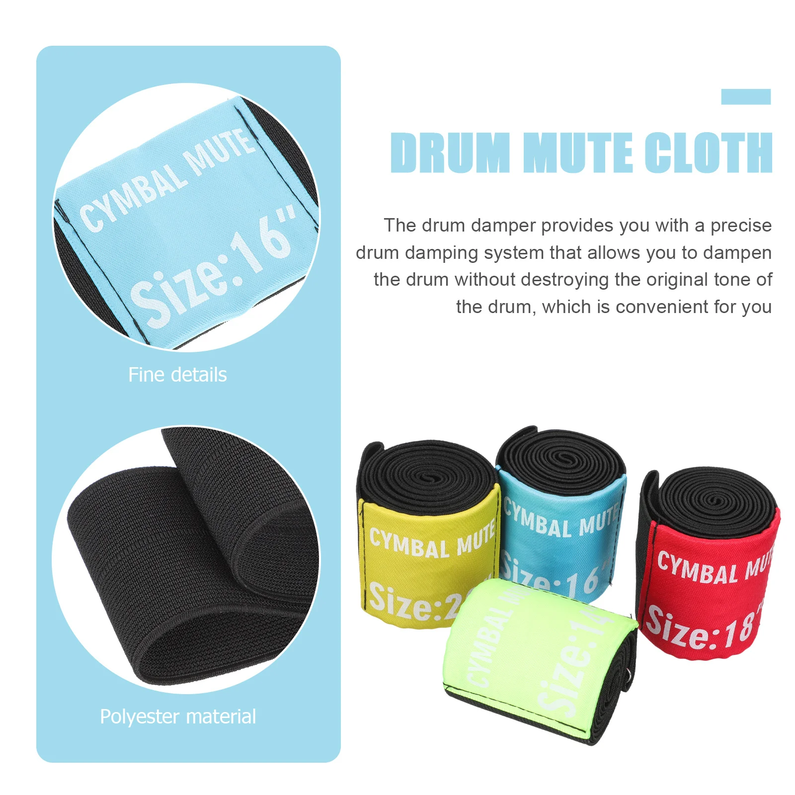 

1 Set Mute Circles Premium Polyester Dampening System Easy Install Remove For Silent Practice Drum Accessories Dampening Circles