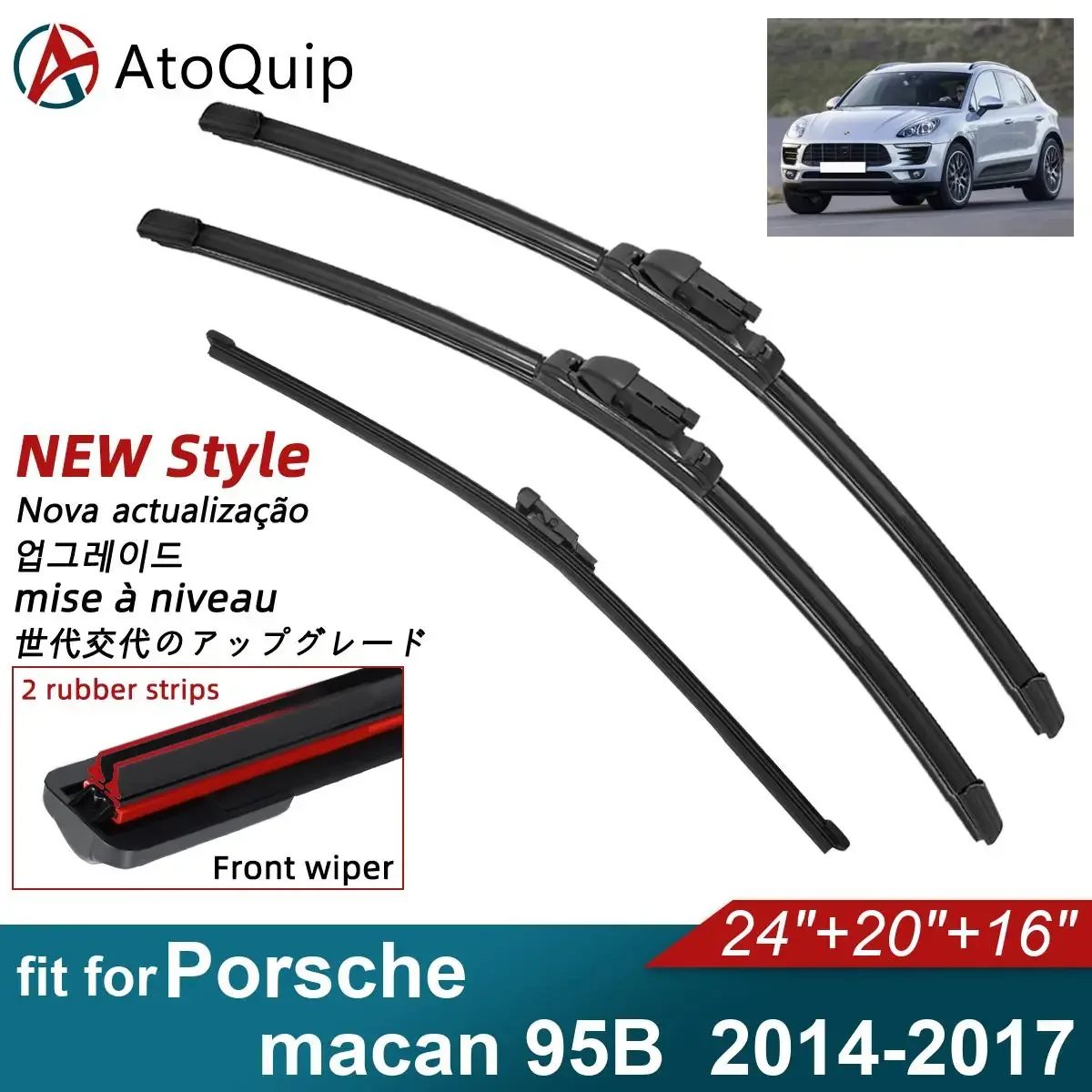 Double Rubber Car Wiper Blades for 2014-2017 Porsche macan 95B Front Rear Windscreen Wipers Car Accessories 2014 2015 2016 2017