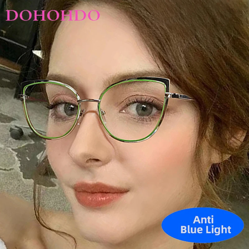 

Metal Cat Eye Blue Light Blocking Glasses Women Men Trendy Brand Designers Optical Spectacle Protection Eyeglasses Очки Lent