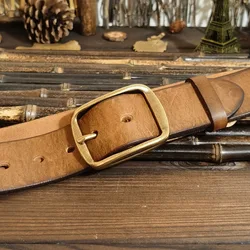 3.8CM Cowhide Copper Pin Buckle Genuine Leather Belt For Men For Jeans Fashion Casual Belt Men Waistband Retro Luxury Male