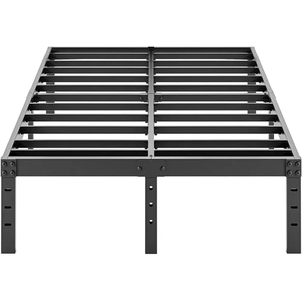 

Metal bedstead - black basic steel plate platform, easy to assemble, heavy and noiseless, without spring mattress