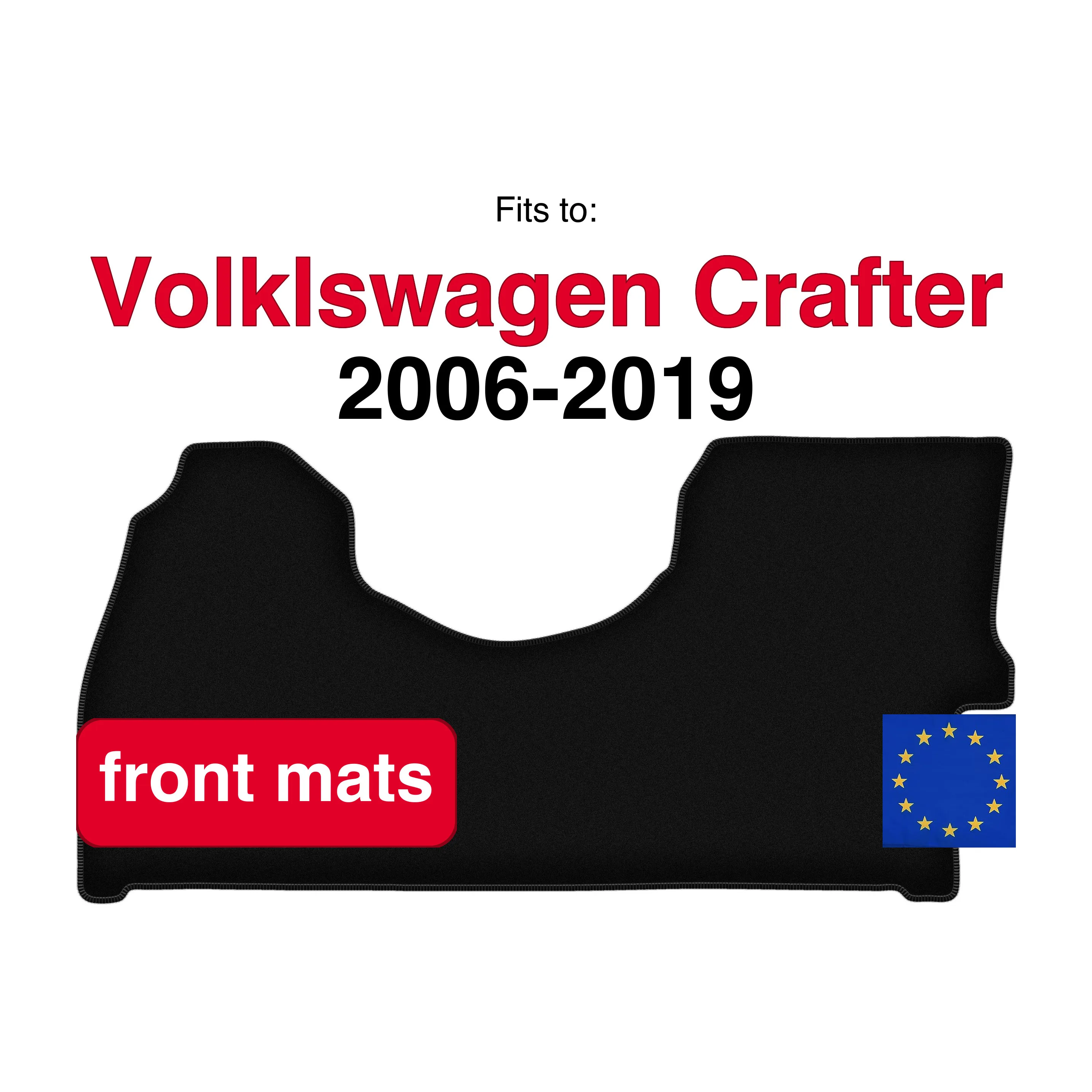 Image of Velour-Fußmatten vorne für Volkswagen Crafter (2006-2019) - Schwarz (2 Stück) Set Auto-Fußmatten vorne für Fahrzeugboden