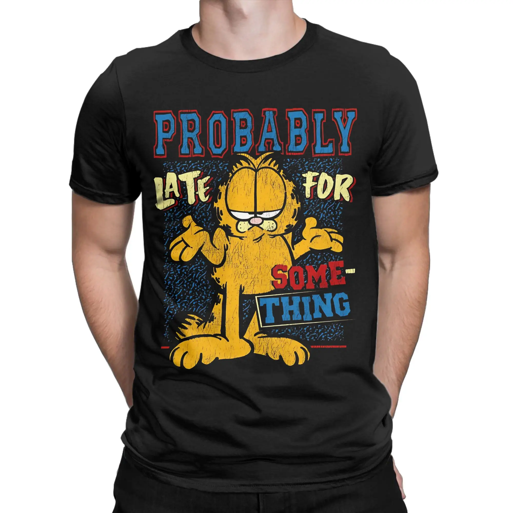Garfields Probably Late for Something T Shirt Men Women's Cotton Casual T-Shirts Crewneck Tees Short Sleeve Tops Plus Size