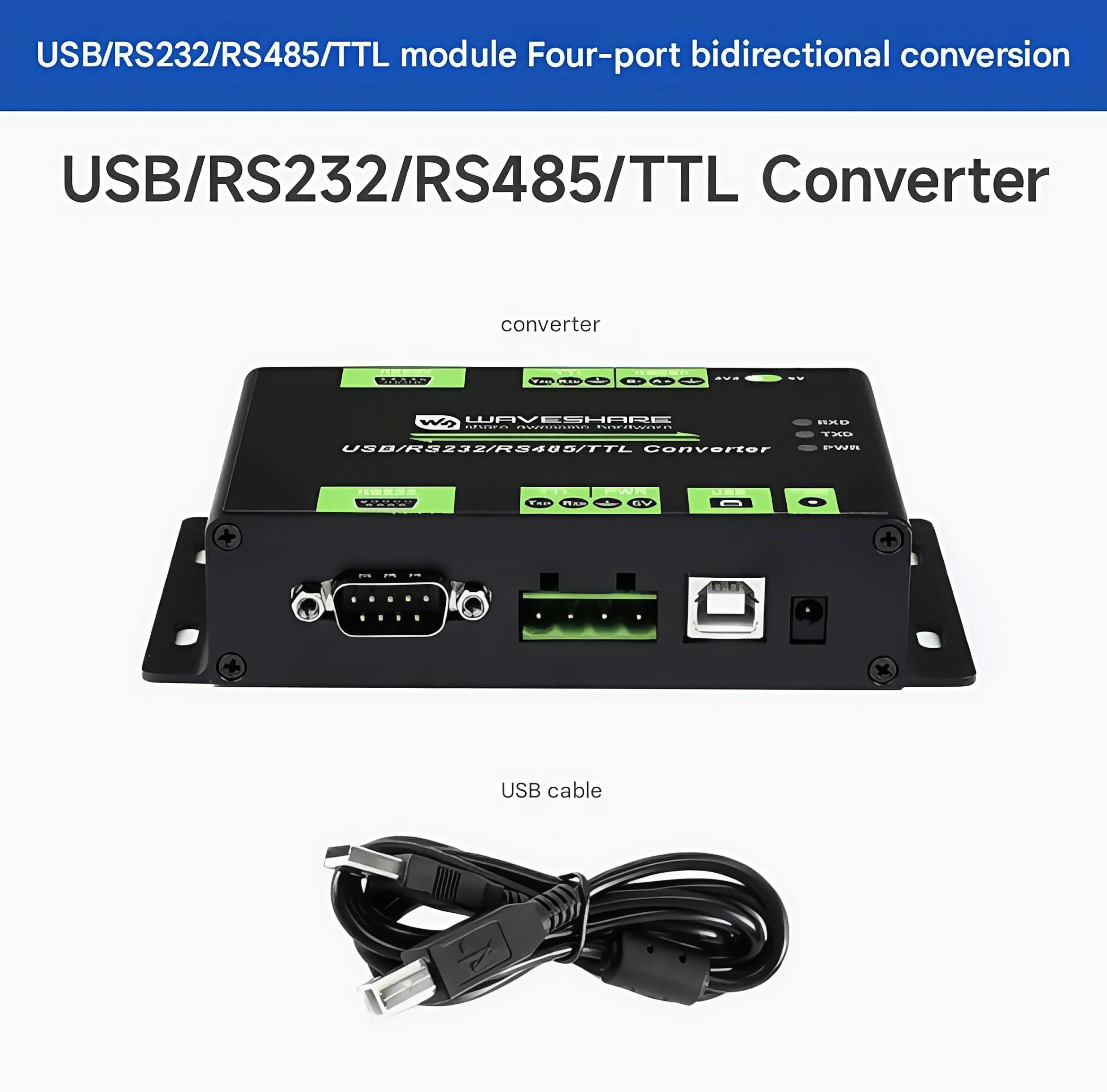 온보드 절연 보호 기능을 갖춘 산업용 등급 USB/RS232/TTL/RS485 다중 프로토콜 다중 인터페이스 변환기