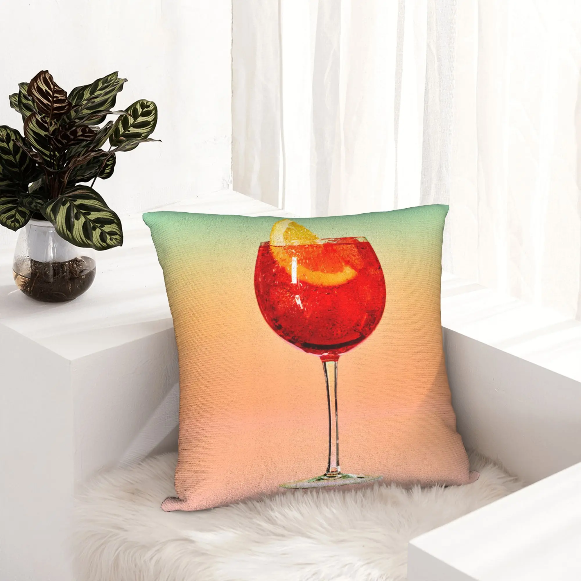 Luxury Aperols Spritz Print Cushion Cover 45x45cm Soft Love Drinking Cocktail Pillow for Sofa Square Pillowcase Decoration