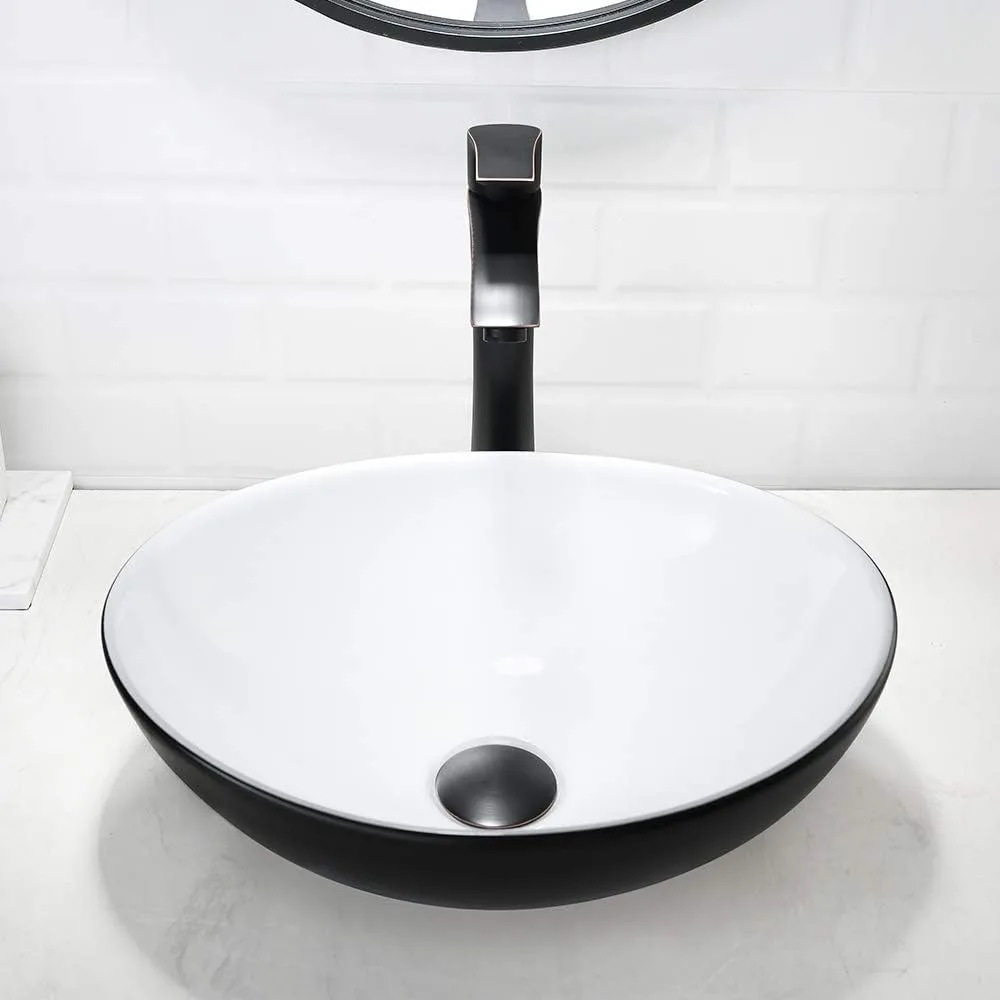 

Bathroom Accessories Matte Black Oval Above Counter Vessel Bathroom Sink Porcelain Ceramic Bathroom Vessel Vanity Sink Set Items