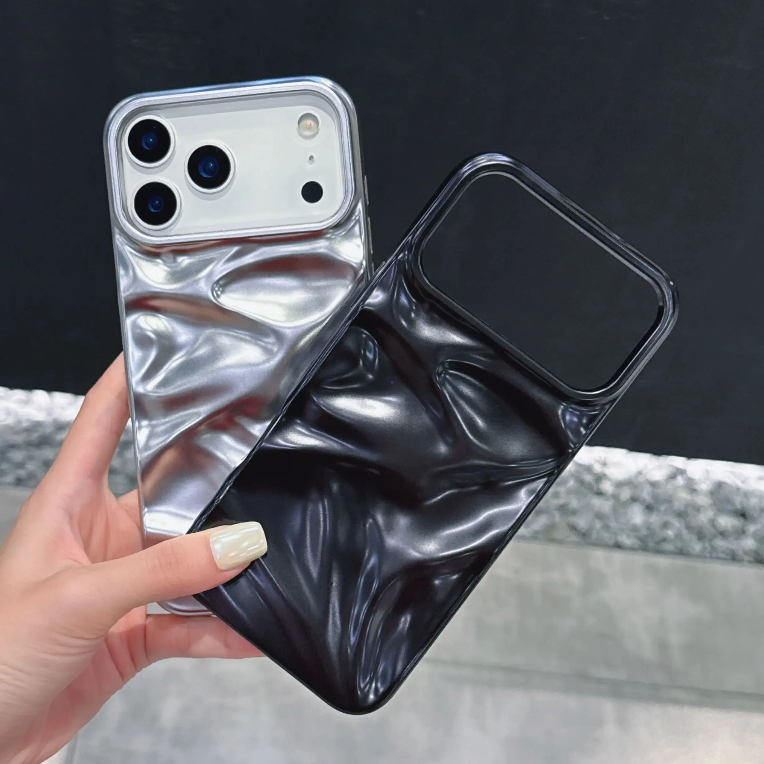 الفاخرة تموج الماء ماتي الحال بالنسبة آيفون 17Air 16 15 14 زائد 13 12 17 برو ماكس 11 الإبداعية متجمد ثلاثية الأبعاد التجاعيد غطاء مقاوم للصدمات #6