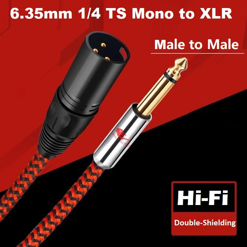 

1/4 Inch TS Mono 6.35mm Male to XLR 3-Pin Male Unbalanced Audio Cable for Amplifier Mixer Microphone 1/4 to XLR Shielded Cords