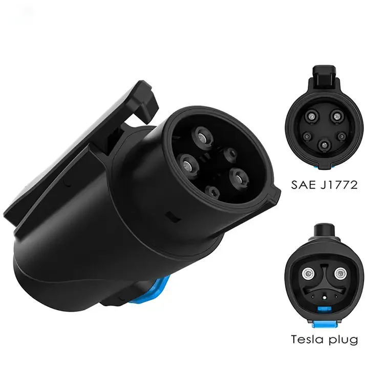 80 Amp Tpc for Tesla  J1772 Charging Adapter Connector Tesil Socket Switch Adaptateur A Ev Charger Converter With Sae Plug