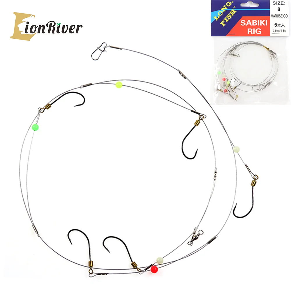 Lionriver Stainless Steel Wire Leader Fishing With Rolling Swivels Lure Anti-Bite Line Sabiki Rigs Saltwater Fishing Accessories