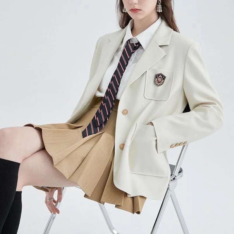 2025 Women's New Stitched Suit Collar Button Pocket Fashion Solid Color Versatile Casual Long Sleeve Blazers