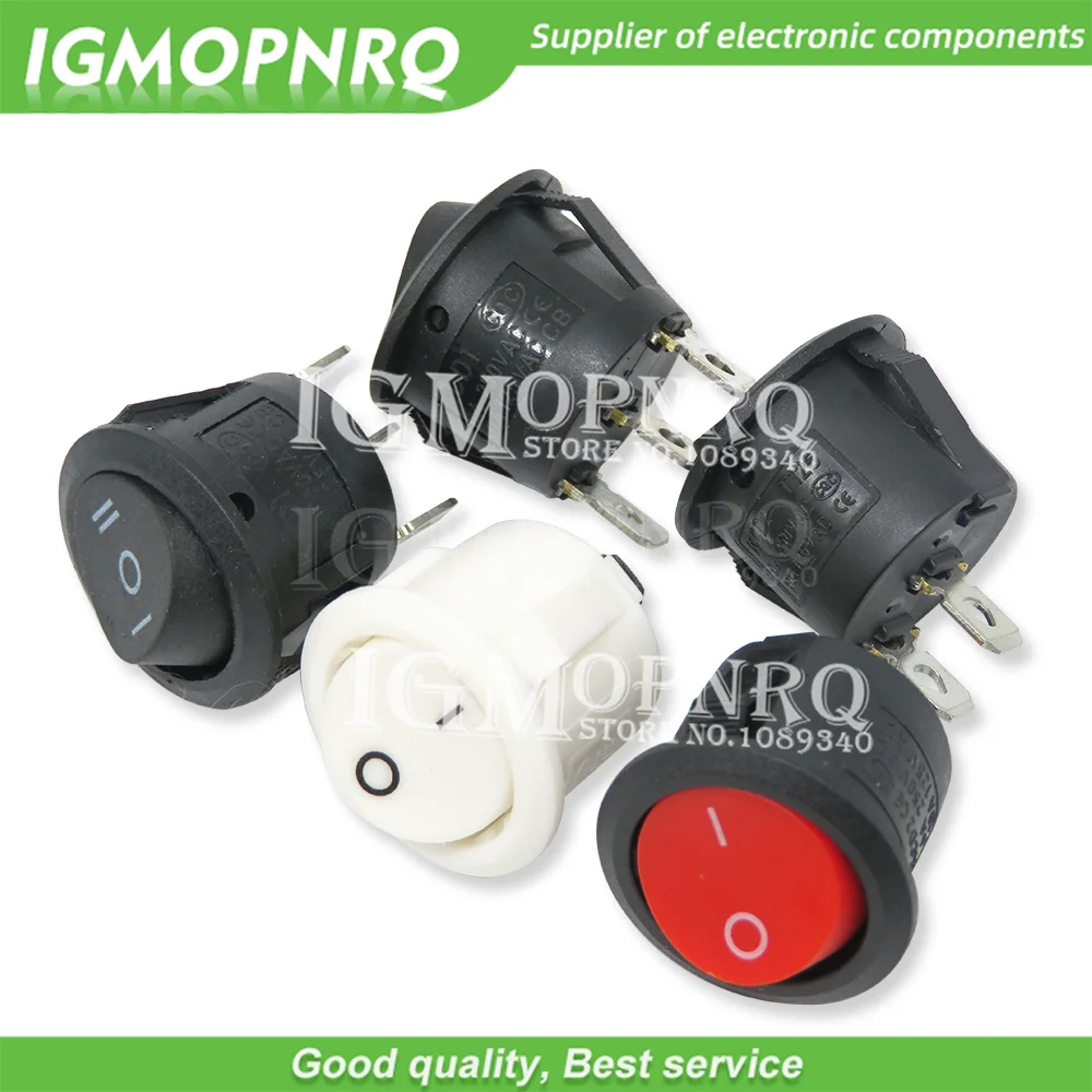 5PCS Push Button Switch 20MM SPST 2Pin 3pin 3A 250V KCD1-105 KDC1 Fdkjgecf Snap-in On Off Round Rocker Switch Black Red White