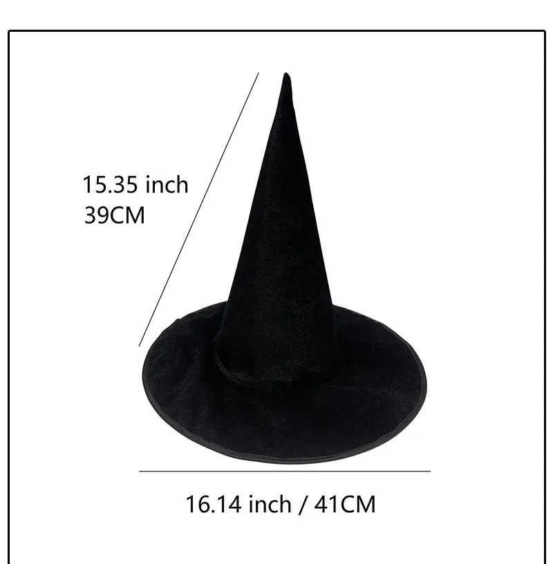 Hexenhut Halloween Farbiger Flanell Hexenhut Dunkler Hexenhut Zauberer Halloween Hexenhaarschmuck für Familienfestparty – Detail 1
