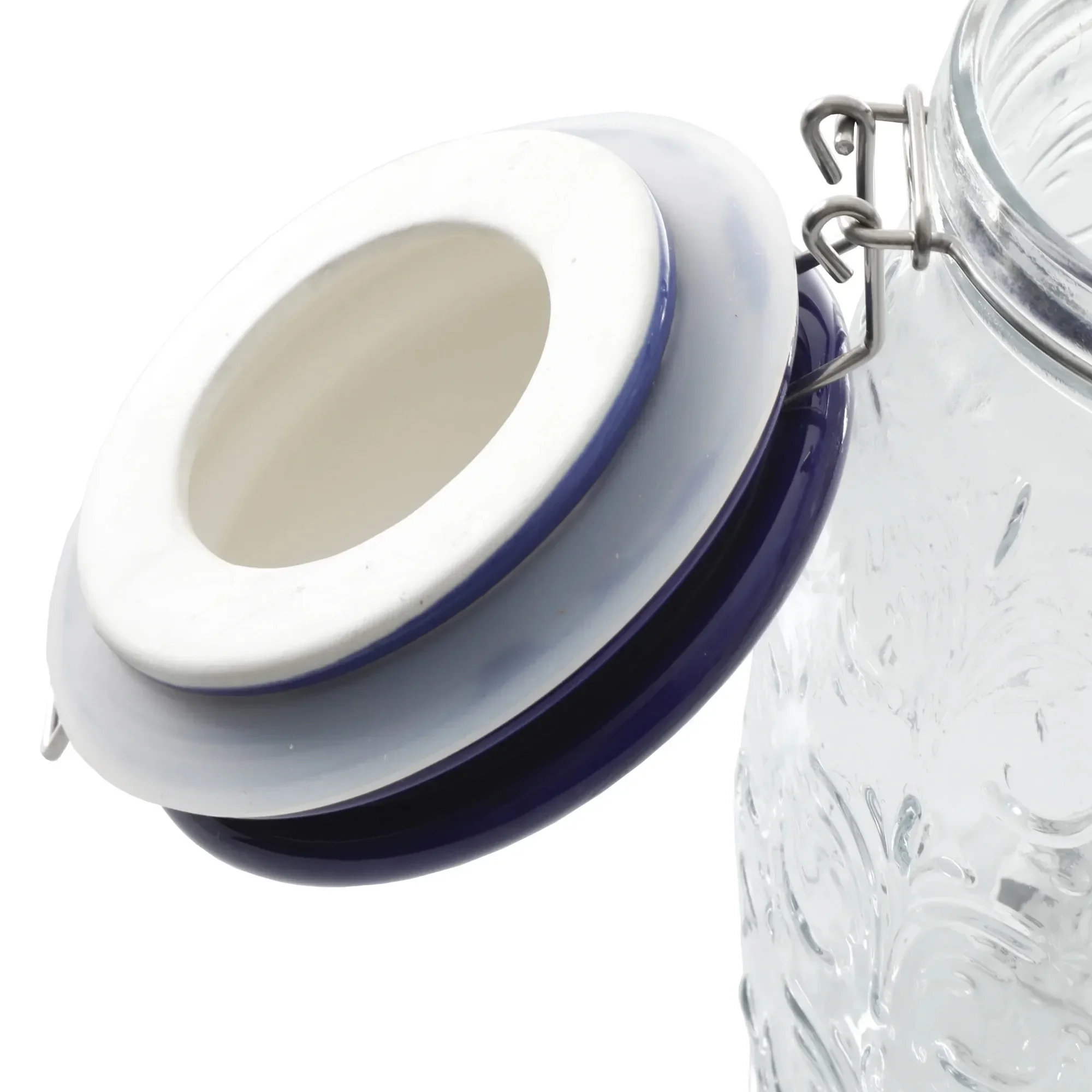 برطمانات مشبك منقوشة بالزهور، مجموعة من 3 قطع، أغطية سيراميك، أنماط زهور، تخزين المطبخ، ديكور المنزل