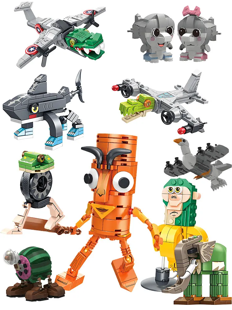 Briques de cerveau italien Tung Tung Sahur, figurines Tralalero Tralala, blocs de construction à monter soi-même, Crocodilo Cabucino, jouet cadeaux, nouvelle collection