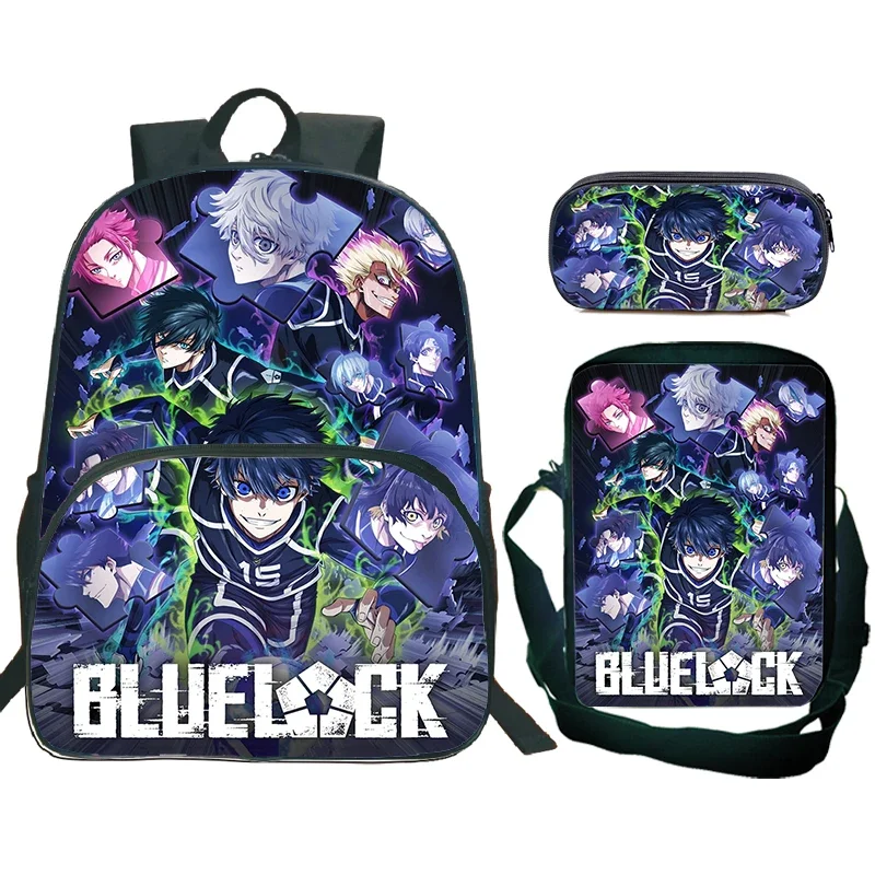 블루 락 어린이 배낭 (앞주머니 포함) 어깨 가방 연필 가방 학생 Isagi Yoichi Bookbags 소년 소녀 용 학교 가방